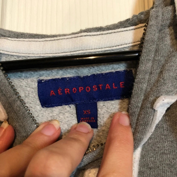 Aeropostale full zip hoodie Hoody grey White Women’s XS - Picture 2 of 3